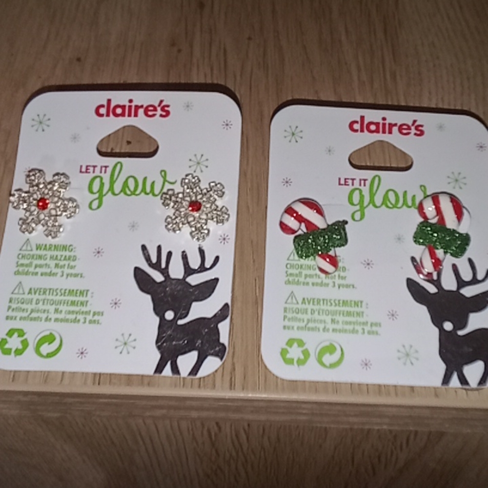 Bundle of "Claires" 2 pk Christmas earrings